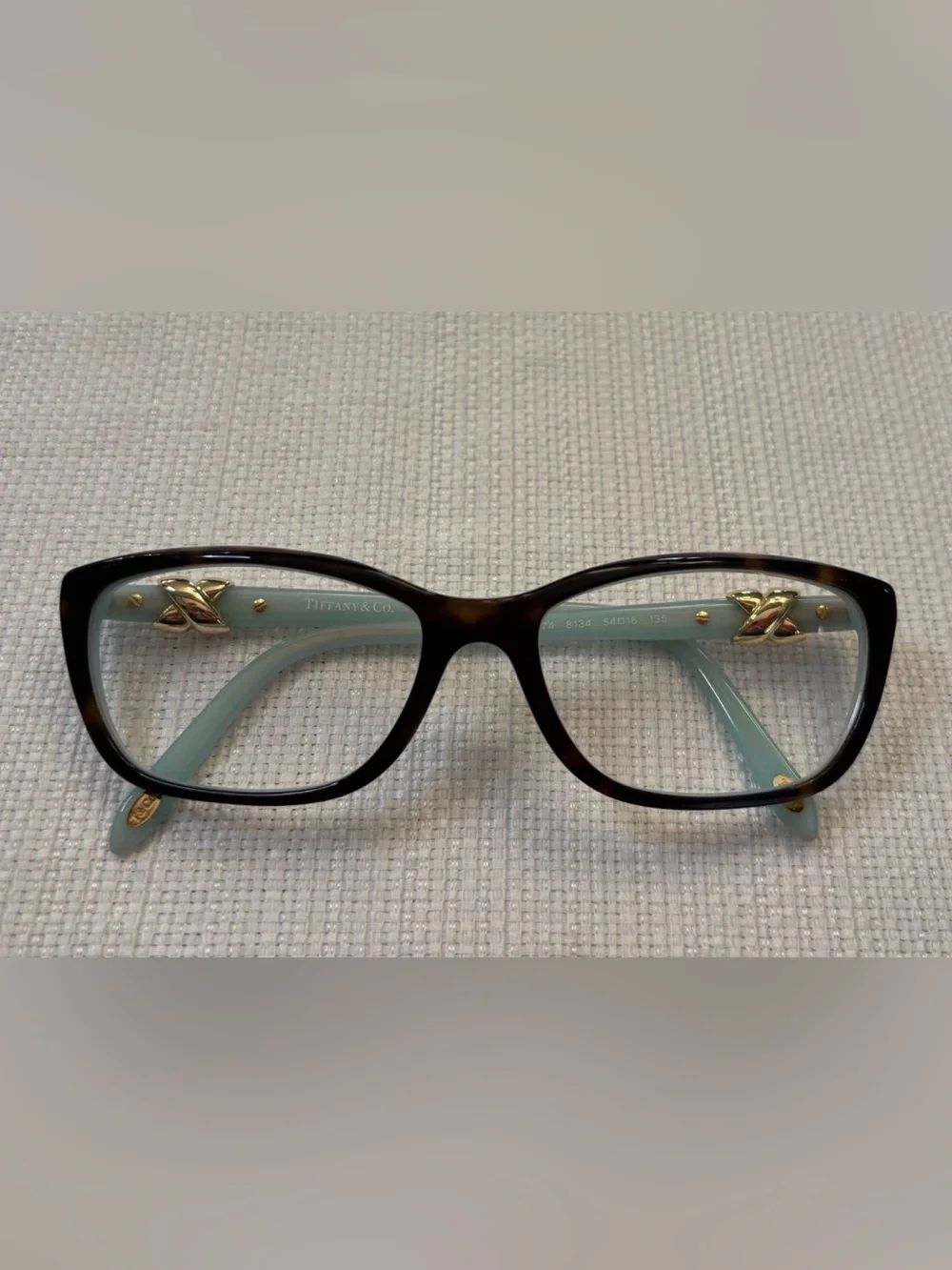 Tiffany & Co. Eyeglasses TF 2074 8134 Havana/Blue Cat Eye Frame Italy 54[]16 135